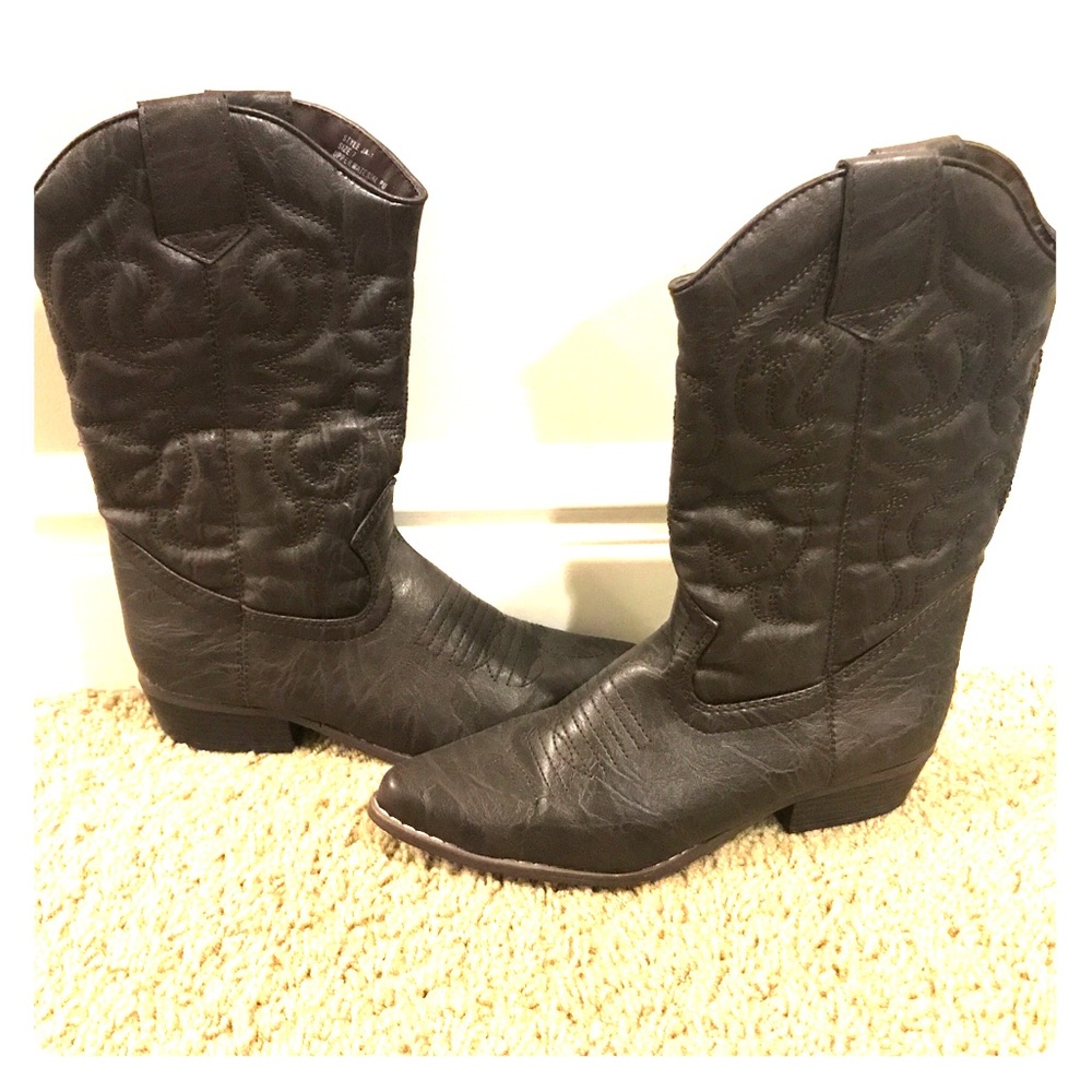 Dark Brown Mid Calf Cowgirl Boots